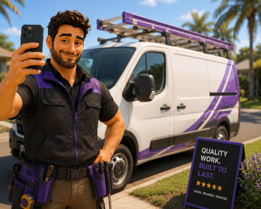 Tradie taking a photo of his van for his Google Business Profile listing