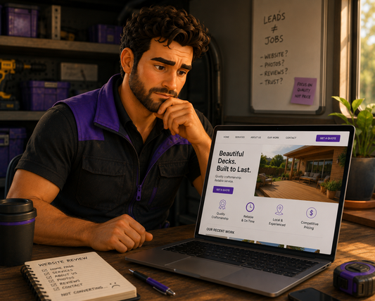 Tradie reviewing his own website to figure out why it isn't generating leads